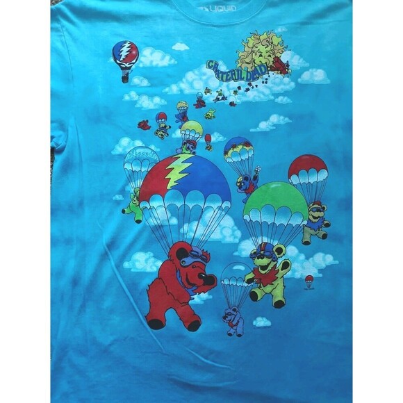 Liquid Blue Grateful Dead T-Shirt Men's Size XL Parachuting Bears Double Graphic - Picture 3 of 9